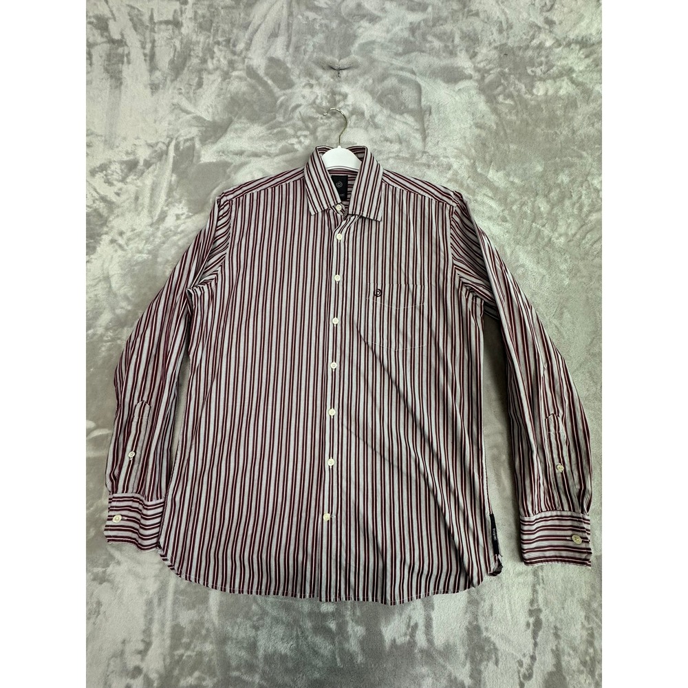 Bugatti Men's‎ Burgundy Stripe Dress Shirt Long Sleeve Button Up Size Medium